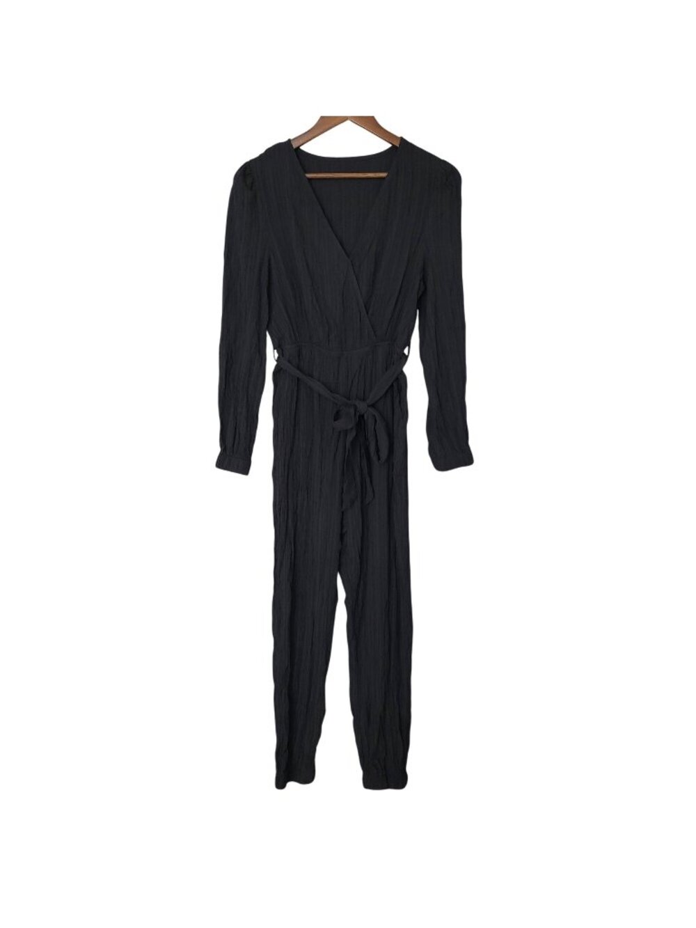 Cupshe Long Sleeve Belted Jumpsuit Womens Size M Black NWT